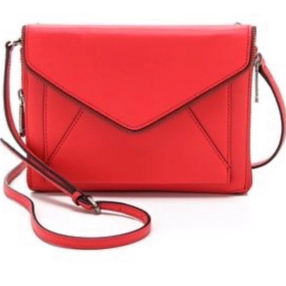 Rebecca Minkoff Red Saffiano Leather Leo Envelope Crossbody / Clutch - Picture 1 of 5
